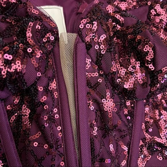 DB studio pattern sequin illusion plunge dress - Picture 8 of 13